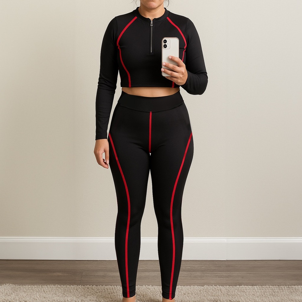 Black and Red Women's Activewear Set